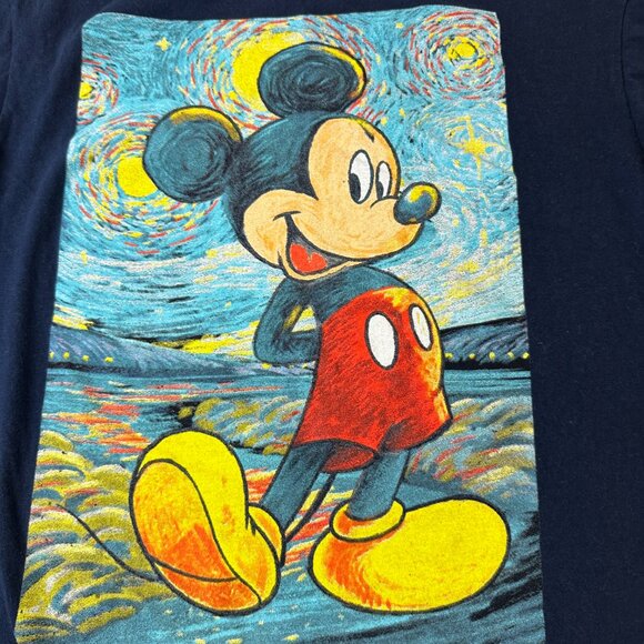 Disney Mickey Mouse Shirt Mens Large Van Gogh Starry Night Graphic Tee - Picture 3 of 8